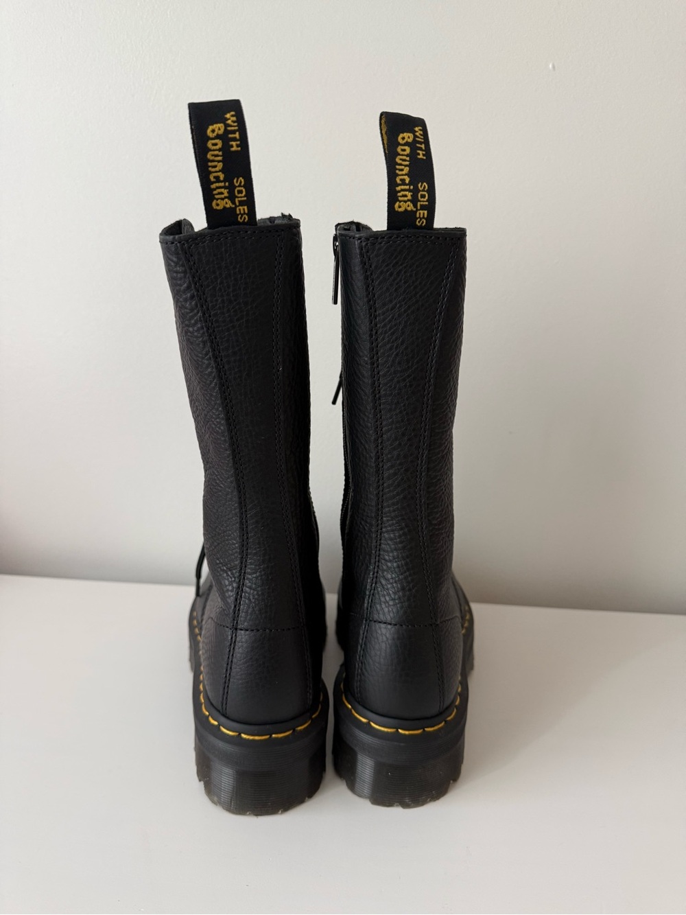 Dr Martens 1B99 quad black leather mid lace up combat boots - Picture 3 of 9